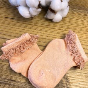 Dantel Detaylı Kız Bebek 2'li Çorap - Yavruağzı - 6-12 Ay Yavruağzı