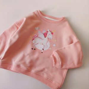SWEATSHIRT  %100 PAMUKLU UNICORN PEMBE RENK Pembe