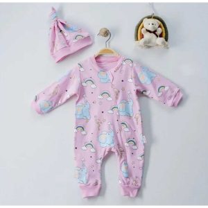 Bebek Uyku Tulumu FİL ve BULUT Desenli PEMBE Renk PEMBE
