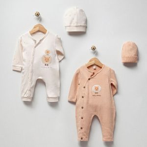 KIZ BEBEK SOMON KUZULU TRİKO TULUM SET Pembe