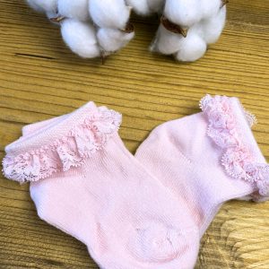 Dantel Detaylı Kız Bebek 2'li Çorap - Pembe- 6-12 Ay Pembe