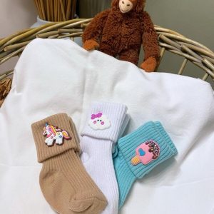 Figürlü Çorap 3'lü Paket Bebek - Çocuk bej-beyaz-turkuaz
