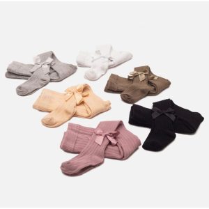 Fiyonklu Gri Renk Fitilli Külotlu Çorap Kız Bebek - Tekli? Satilmaktadir siyah