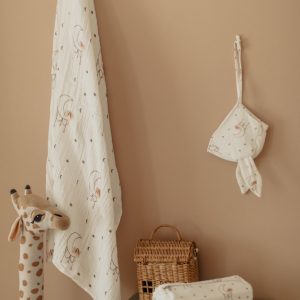 Peri 3 ' lü Müslin Set (Müslin Örtü , Anne Düzenleyici Çanta, Şapka) Ekru