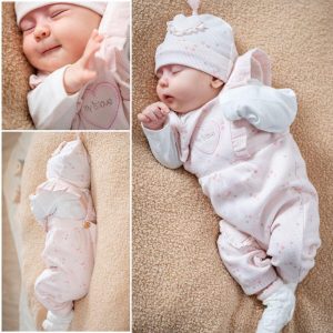 Waffle Girl Salopet Takım - Pembe pembe